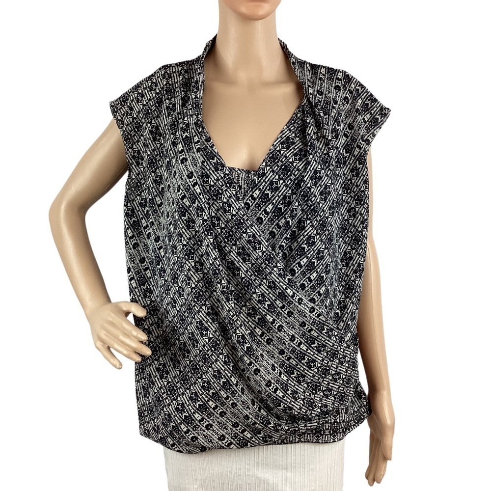 New York & Company Top Size L Black Print